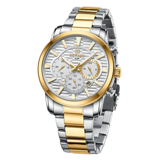 REWARD, Men’s Luxury Chronograph Watch – Stainless Steel, Luminous, Business Casual