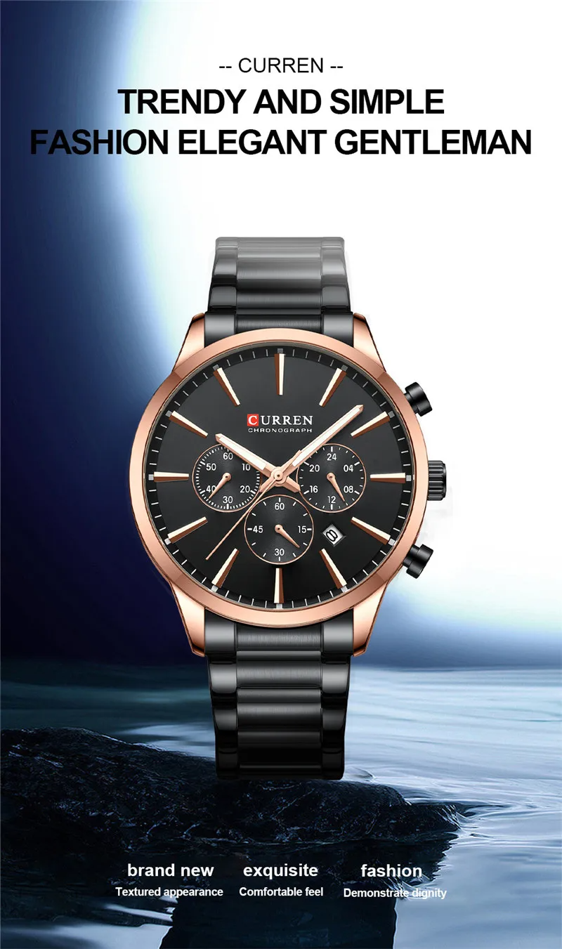 CURREN Stainless Steel Watch For Men With Brand Box