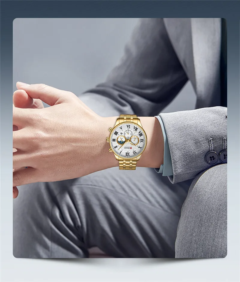 CURREN Original Brand Stainless Steel Band Wrist Watch For Men With Brand (Box & Bag)-8427