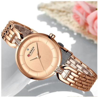 CURREN Original Brand Stainless Steel Band Wrist Watch For Women With Brand (Box & Bag)-9058
